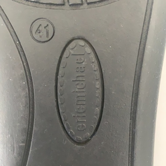 Eric Michael black patent leather perforated slip on mules in size 41 - Picture 8 of 11